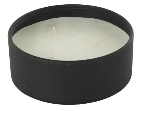 Deco Marche Black Creamy Vanilla Swirl Scented 3-Wick Candle with White Wax-1