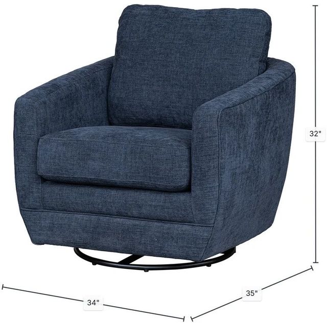 LH Home Feather Baltimo Matte Black/Midnight Blue Swivel Glider Chair-2