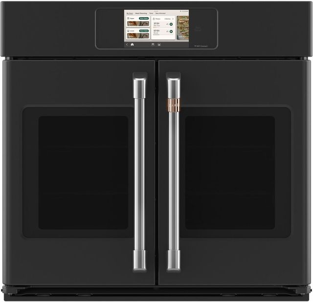 Café™ Professional Series 30” Matte Black Smart Single Electric Wall Oven with French Doors-0
