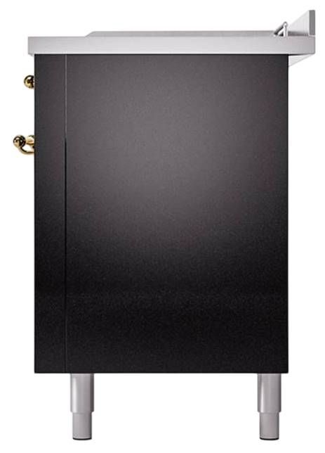 Ilve® Nostalgie II Noblesse 60'' Glossy Black Pro Style Dual Fuel Range with Brass Trim-3