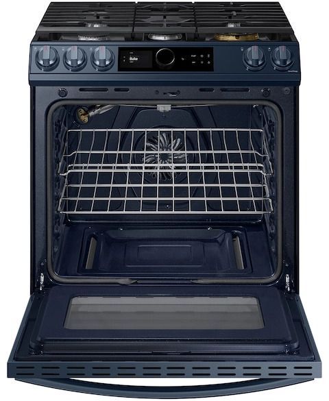 Samsung BESPOKE 30" Fingerprint Resistant Navy Steel Slide-In Gas Range-1