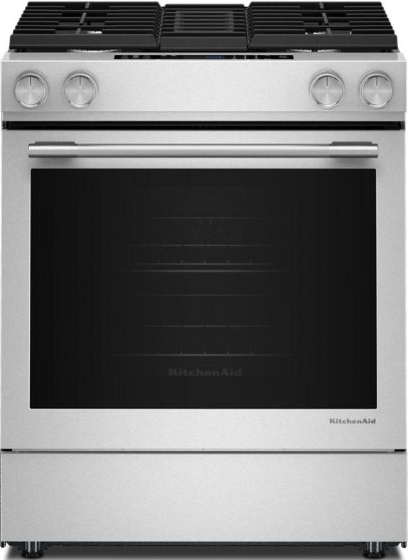 KitchenAid® 30” PrintShield™ Stainless Steel Dual Fuel Slide-In Gas Range with 4 Burner and Downdraft -0
