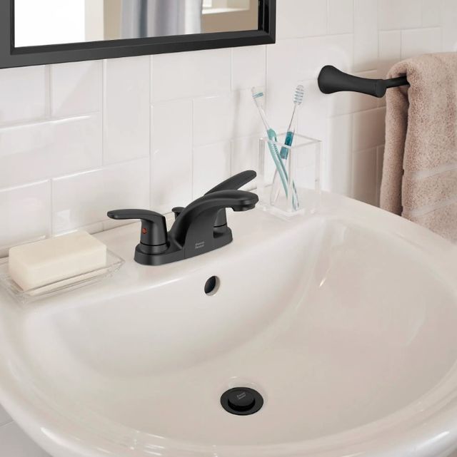 American Standard Colony® PRO Matte Black 4" Centerset 2-Handle Bathroom Faucet with Lever Handles-1