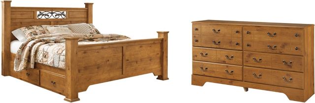 Signature Design by Ashley® Bittersweet 2-Piece Light Brown King Poster Bed Set-0