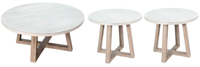 American Wholesale Furniture Rogan 3-Piece Light Gray Occasional Table with Wheat Base Set-0