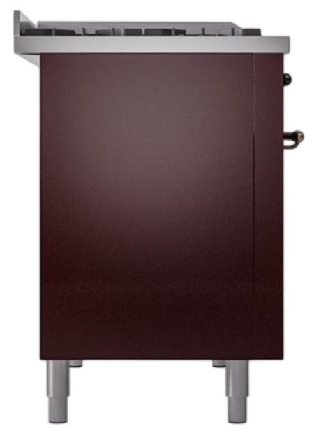 Ilve® Nostalgie II Noblesse 48'' Burgundy Pro Style Dual Fuel Range with Burnished Trim-2