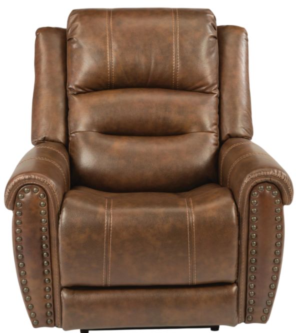 Flexsteel® Oscar Brown Power Recliner with Power Headrest-2