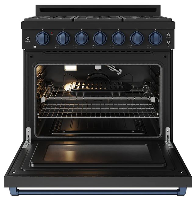 Thor Kitchen Gordon Ramsay Collection 36" Black Pro Style Liquid Propane Range with Precision Knob Control and Blue Trim-1