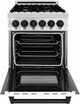 ZLINE Autograph Edition 24" Stainless Steel Pro Style Dual Fuel Range with White Matte Door and Matte Black Accents-1