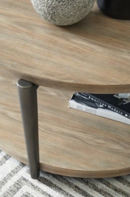 Signature Design by Ashley® Dyonton Light Grayish Brown Top Coffee Table with Gunmetal Base-4