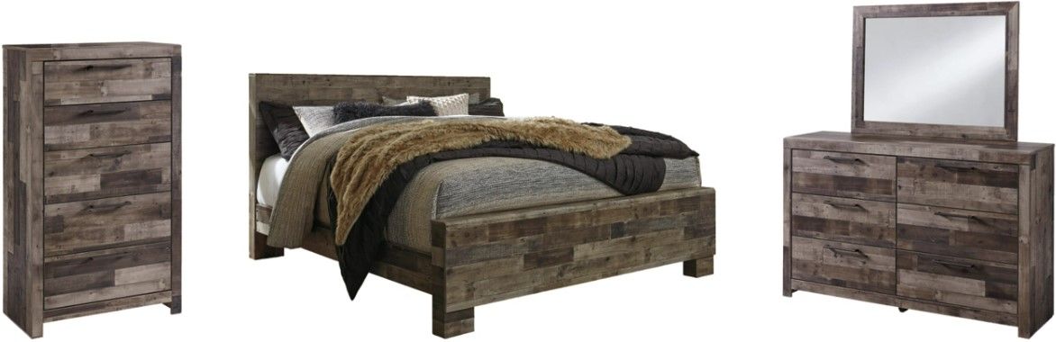 Benchcraft® Derekson 4-Piece Multi Gray King Panel Bedroom Set