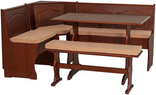 Linon Chelsea 3-Piece Beige/Walnut Nook Dining Set with Cushion-1