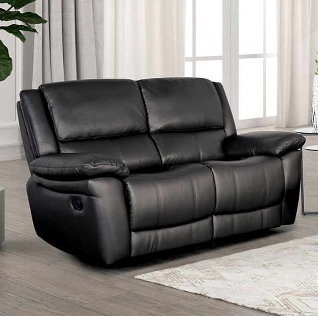 Furniture of America® Glarus Black Manual Reclining Loveseat-2