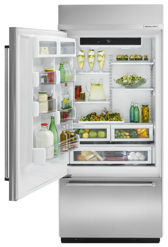 KitchenAid® 20.9 Cu. Ft. Stainless Steel Built In Bottom Freezer Refrigerator-2