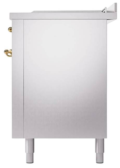 Ilve® Nostalgie II Noblesse 60'' Stainless Steel Pro Style Dual Fuel Range with Brass Trim-3