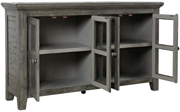 Jofran Inc. Rustic Shores Stone 4-Door Low Accent Cabinet with Knockdown-3