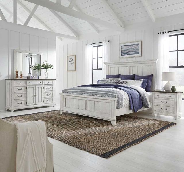 Liberty Furniture River Place 4-Piece Riverstone White/Tobacco King Bedroom Set with Nightstand-1