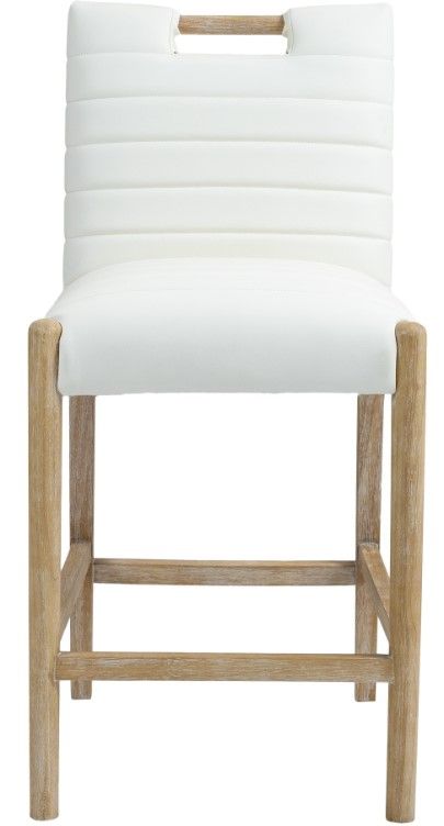 Meridian Furniture Aimee Cream/Natural Leather Counter Stool-1