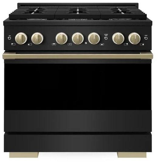ZLINE Marino 36" Black Stainless Steel Pro Style Dual Fuel Range with Champagne Bronze Accents-0