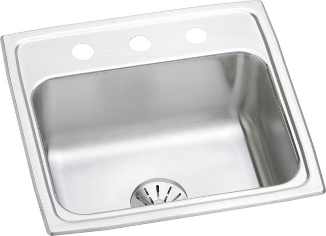 Elkay Lustertone® Classic Lustrous Satin 19-1/2" x 19" x 7-1/2" 3-Hole Single Bowl Drop-In Sink with Perfect Drain®-0