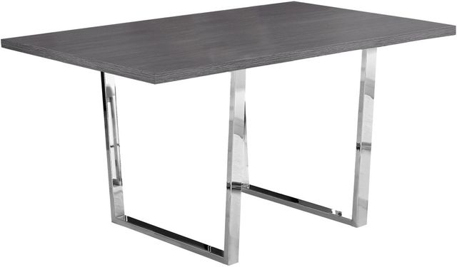 Monarch Specialties Inc. Grey Wood Top Dining Table with Chrome Base-0