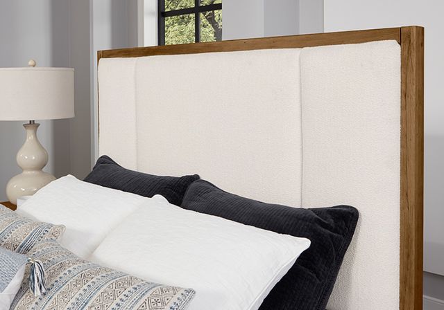 LM Co Home By Vaughan-Bassett Crafted Cherry by Ben & Erin Napier Medium Cherry Queen Upholstered Panel Bed-2