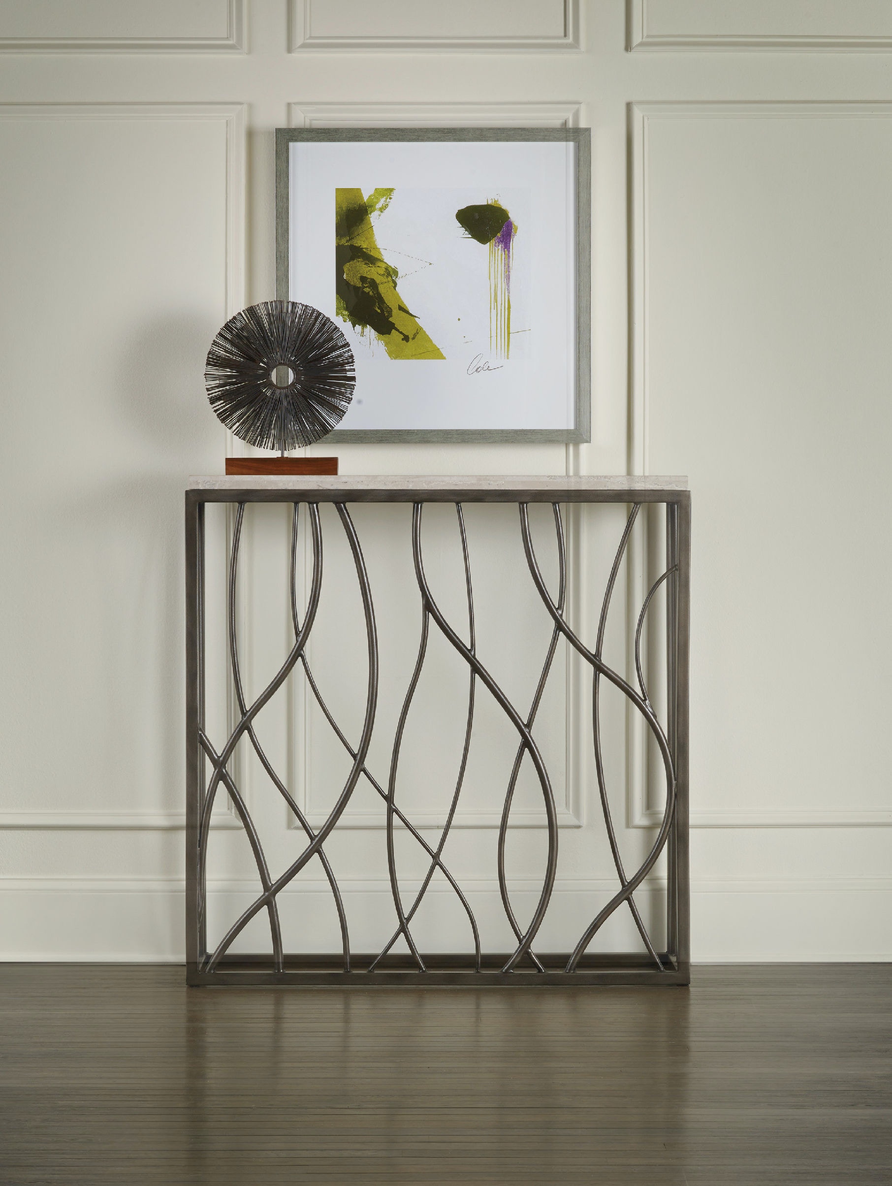 Hooker Furniture Melange Beige Thin Metal Console Table
