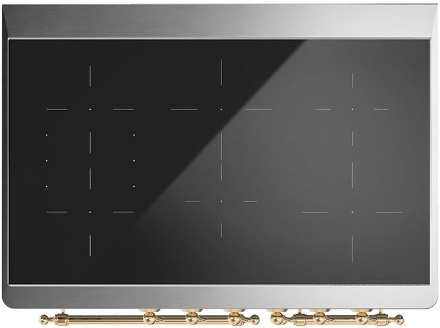 Ilve® Majestic III 40" Stainless Steel Pro Style Induction Range with Triple Glass Door and Brass Trim-3