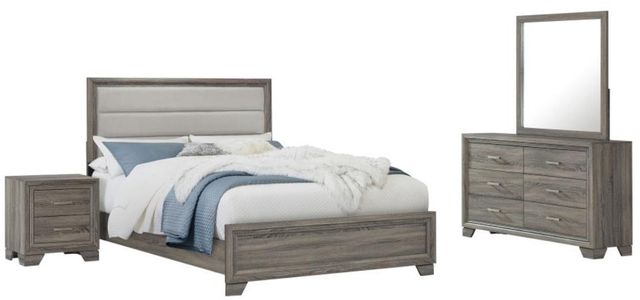 Coaster® Wright 4-Piece Brown Oak/Tan California King Panel Bedroom Set-0