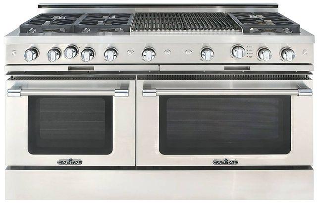 Capital Cooking™ Grand Chef 60" Stainless Steel Sealed Burner Pro Style Gas Range with 24" Grill-0