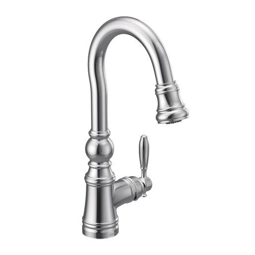 Moen® Weymouth Chrome One-Handle High Arc Pulldown Bar Faucet-1