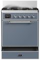 Ilve® Majestic III 30" Blue Gray Pro Style Dual Fuel Liquid Propane Range with 5 Black Brass Burners and Chrome Trim-2