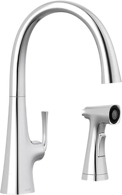 KOHLER® Graze® Polished Chrome Single-Handle Kitchen Sink Faucet with 2-Function Side Sprayer-0