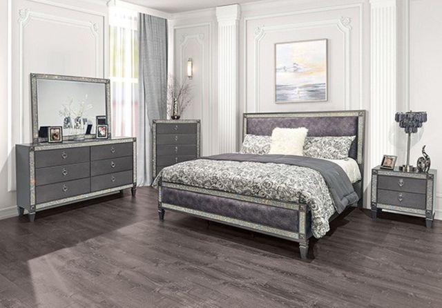 Furniture of America® Lyanne Gray Eastern King Panel Bed-1
