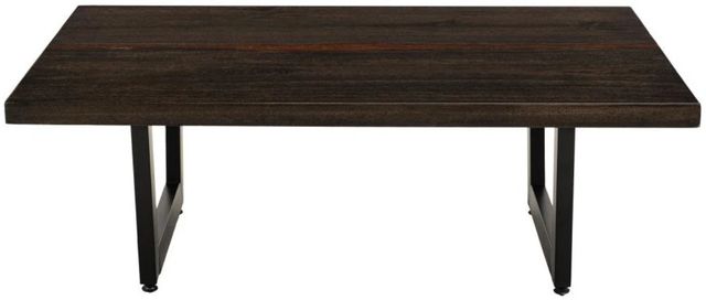 International Furniture Direct Raramuri Stained Dark 55" Cocktail Table with Black Base-3