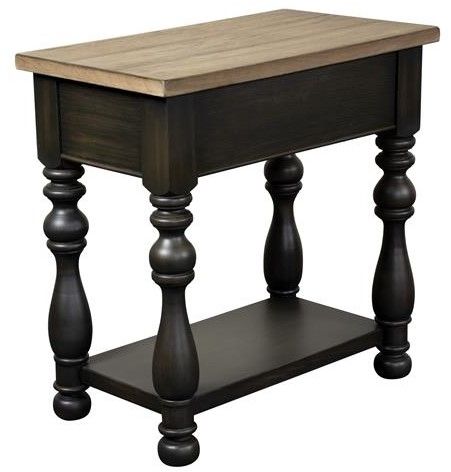 Riverside Furniture Barrington Antique Oak Chairside Table with Matte Black Base-3