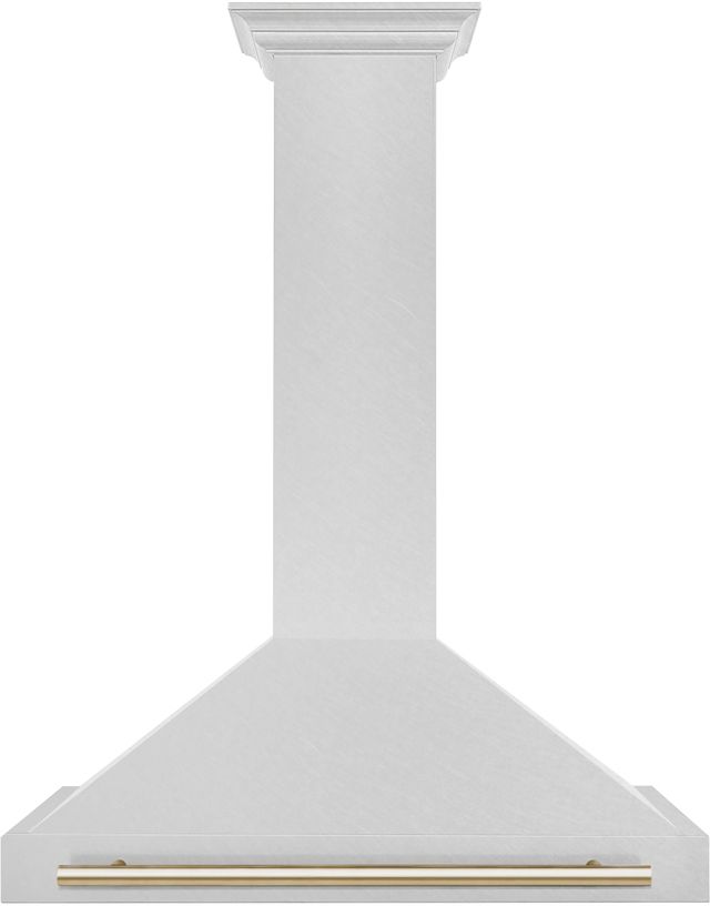 ZLINE Autograph Edition 36" Finger Resistant Satin Stainless Steel Convertible Wall Mounted Range Hood with Polished Gold Handle-0