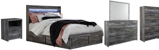 Signature Design by Ashley® Baystorm 5-Piece Gray Queen Storage Panel Bed Set-0