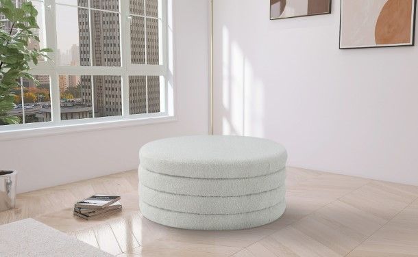 Meridian Furniture Aphia Cream Ottoman-2