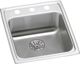 Elkay Lustertone® Classic Lustrous Satin 15" x 22" x 6-1/2" 1-Hole Single Bowl Drop-In ADA Sink with Perfect Drain®-0