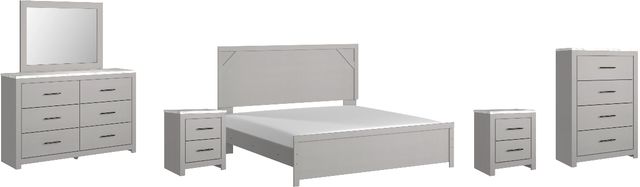 Signature Design by Ashley® Cottenburg 6-Piece Light Gray/White King Panel Bed Set-0