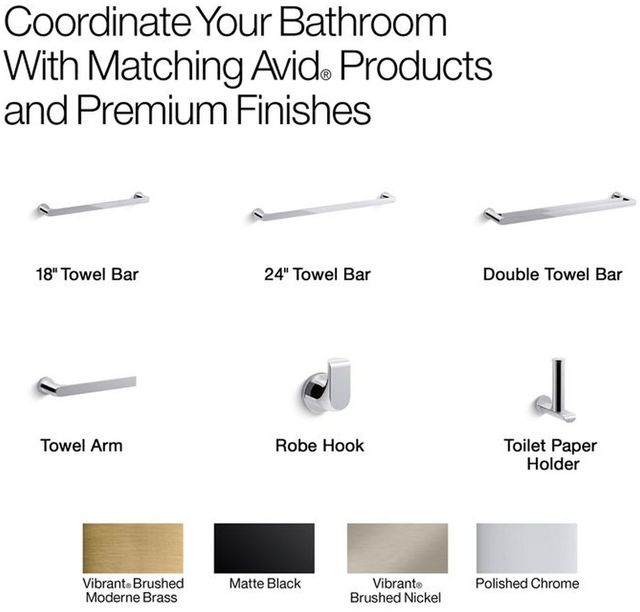 KOHLER® Avid® Polished Chrome 18" Towel Bar-2