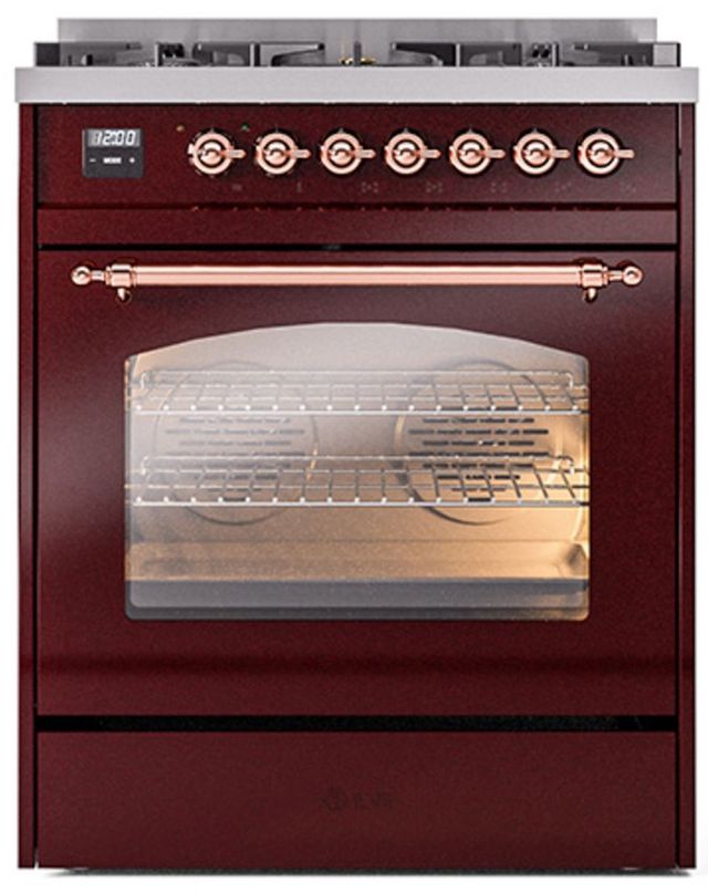 Ilve® Nostalgie II Series 30" Burgundy Pro Style Dual Fuel Range-3