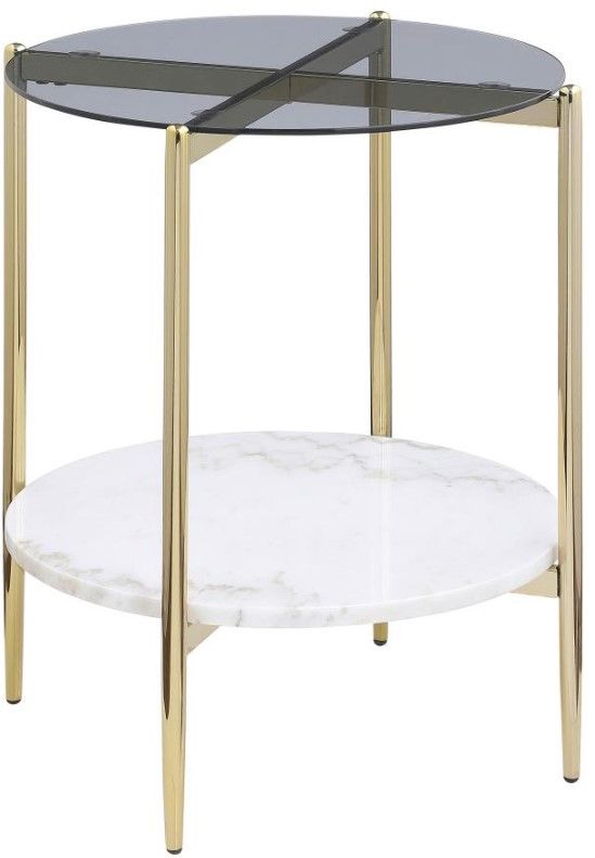 Coaster® Jonelle 3-Piece Tempered Glass Top Occasional Table with Gold Base and White Accent Set-1
