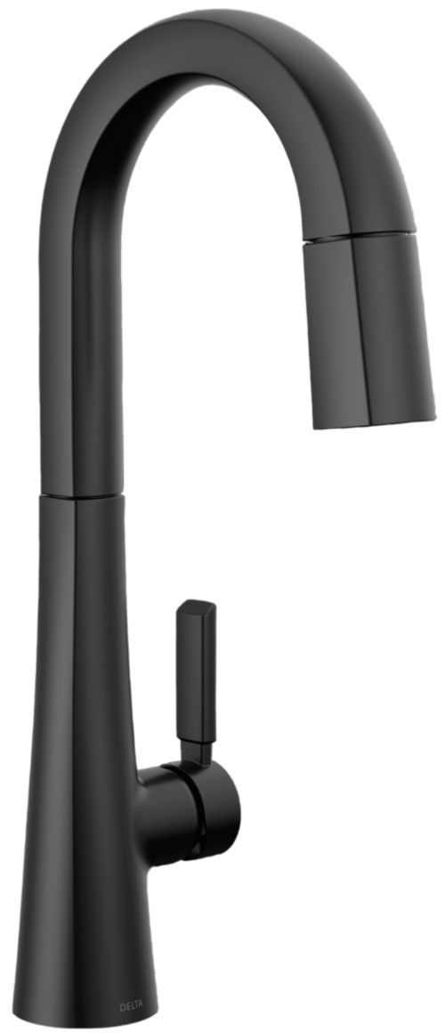 Delta Monrovia® Matte Black Single Handle Pull-Down Bar/Preparation Faucet-0