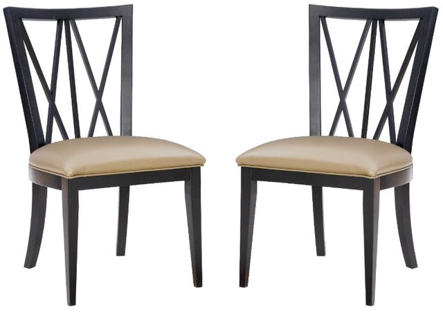 Linon Elektra 2-Piece Black/Tan Dining Chair Set-0