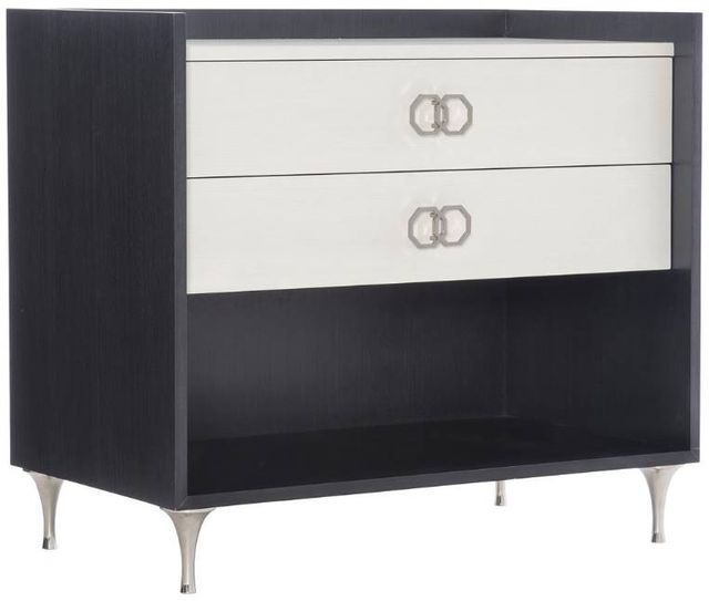 Bernhardt Silhouette Eggshell/Onyx 2-Drawer Nightstand-0