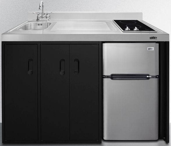 Summit® 54" Black and Stainless Steel All-In-One Kitchenette-1