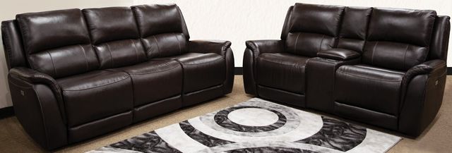 American Wholesale Furniture Madras Espresso Power Reclining Loveseat with Console-1