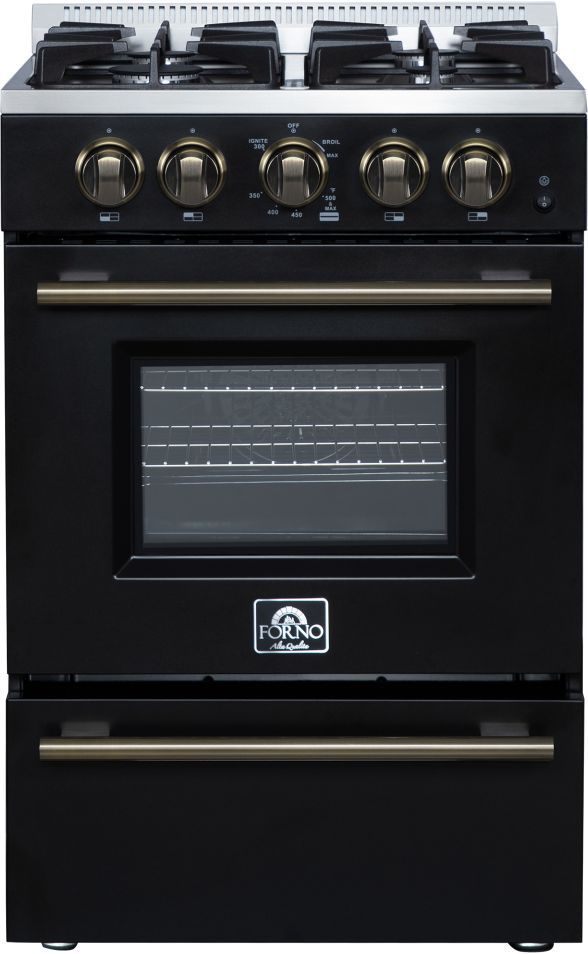 FORNO® Breno Alta Qualita 24" Black Freestanding Gas Range-0